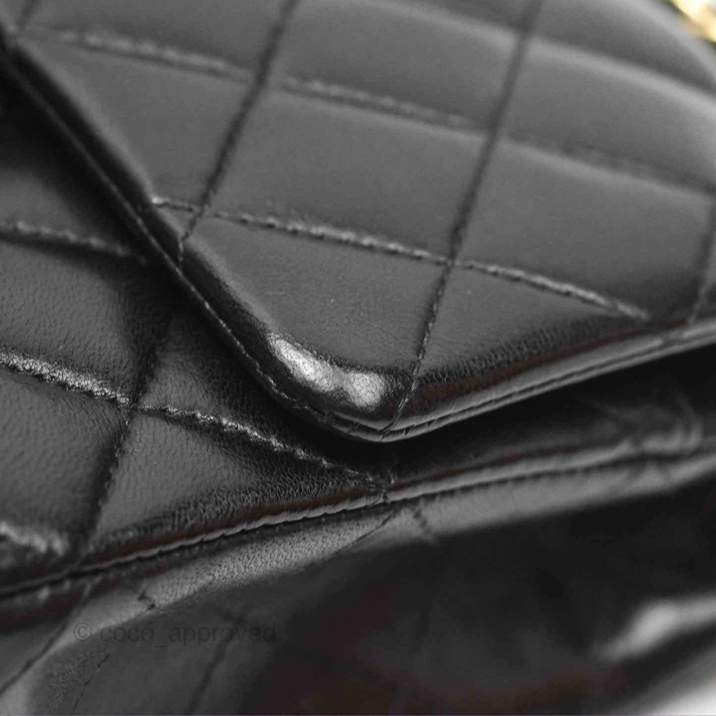 Chanel Classic M/L Medium Flap Quilted Black Lambskin Gold Hardware