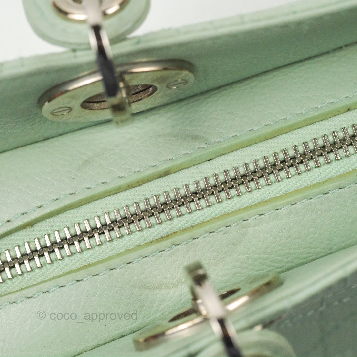 Dior East West Lady Dior Mint Green Calfskin Silver Hardware
