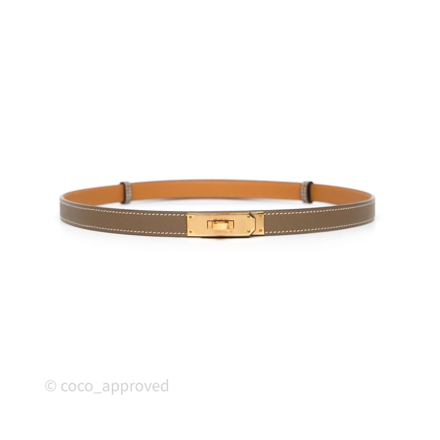 Hermès Kelly Buckle Belt Etoupe 18 Epsom Rose Gold Hardware