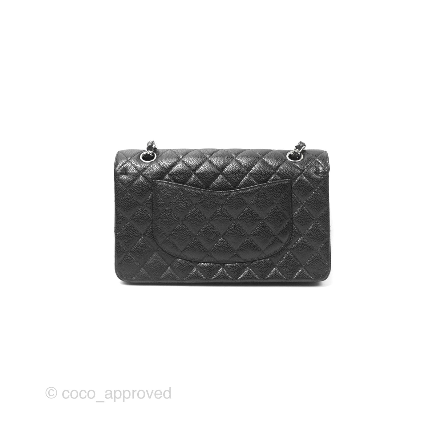 Chanel Classic M/L Medium Flap Quilted Black Caviar Silver Hardware