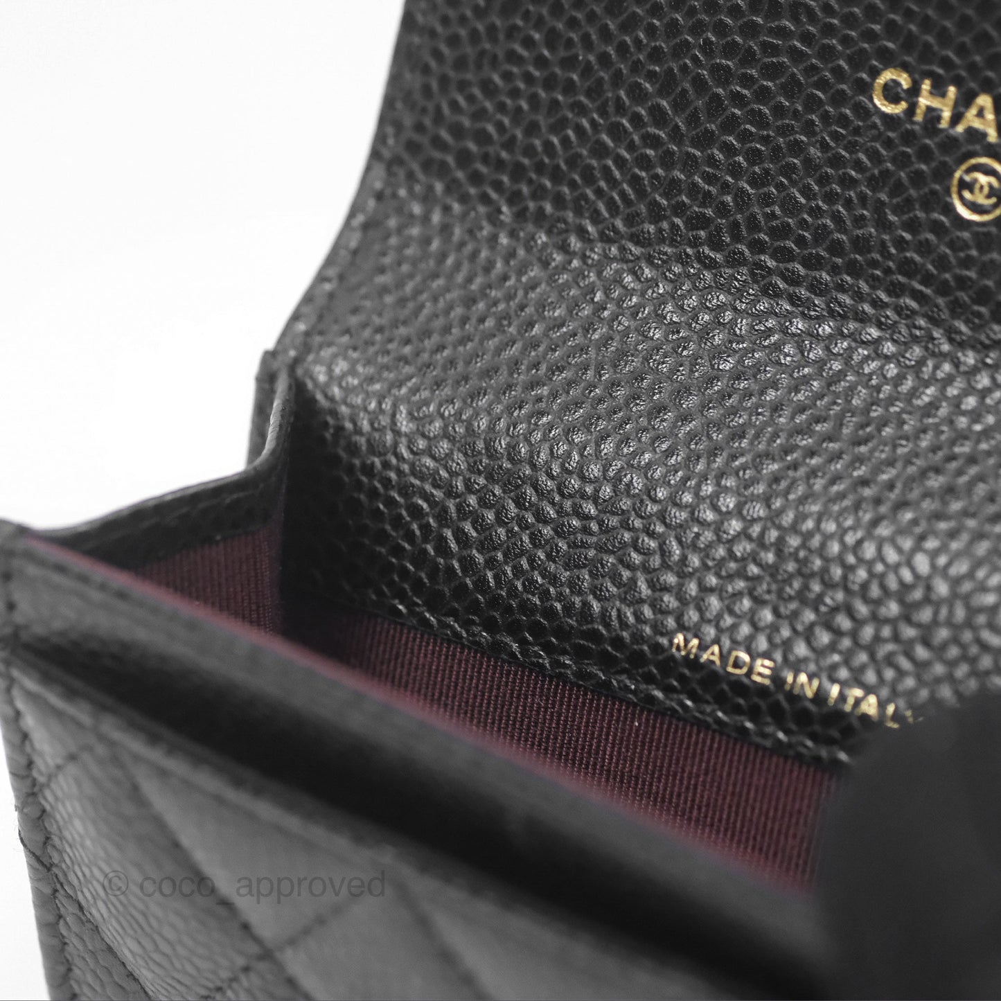 Chanel Quilted Flap Card Holder Caviar Black Gold Hardware