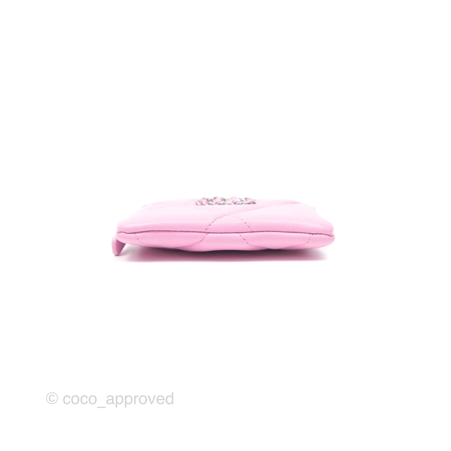 Chanel 19 Zipped Coin Purse Card Holder Pink Lambskin