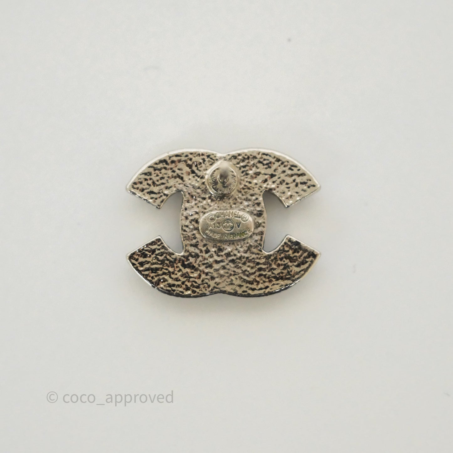 Chanel CC Crystals Earrings Silver Tone 13V