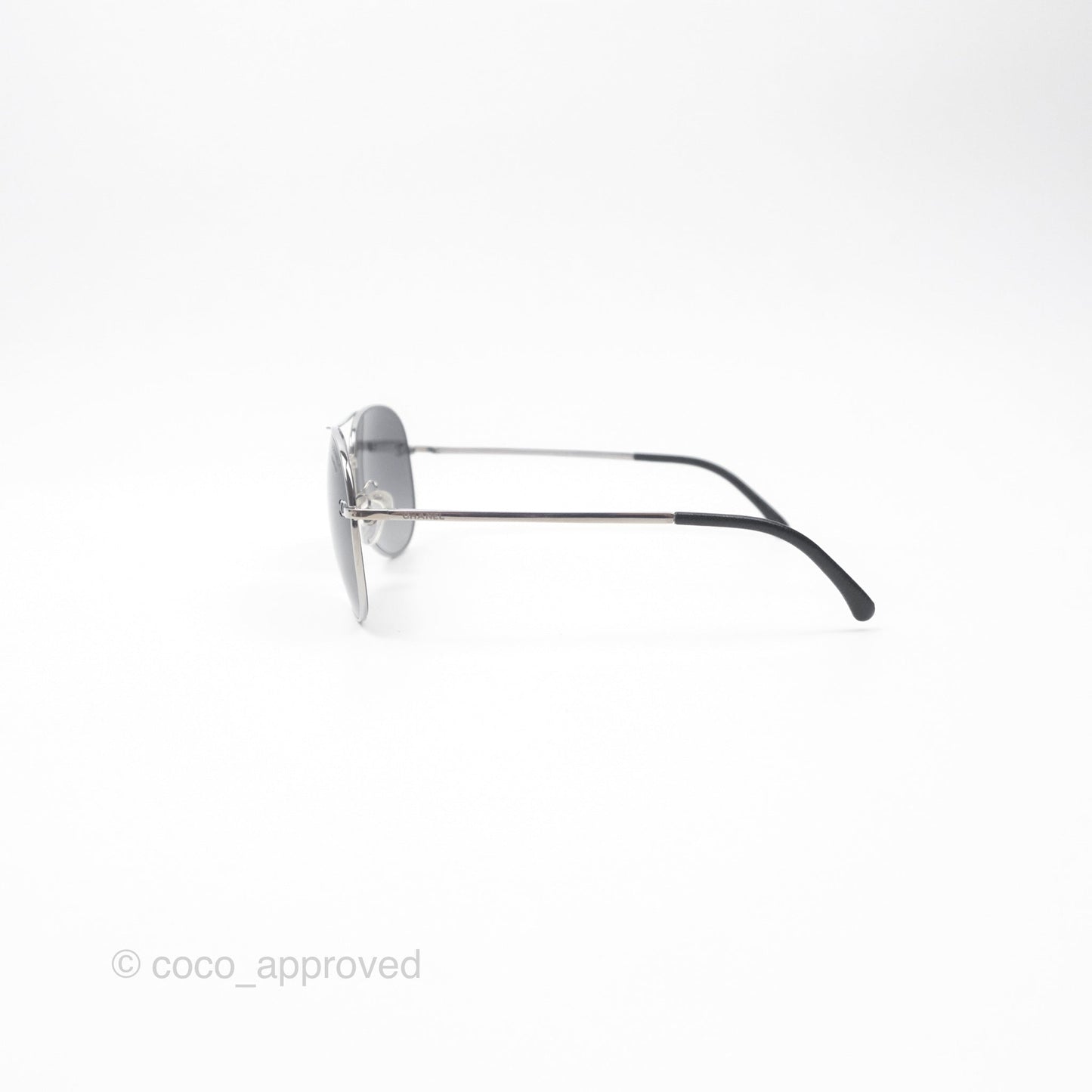 Chanel 4189 Pilot Sunglasses in Titanium and Calfskin Grey Lense