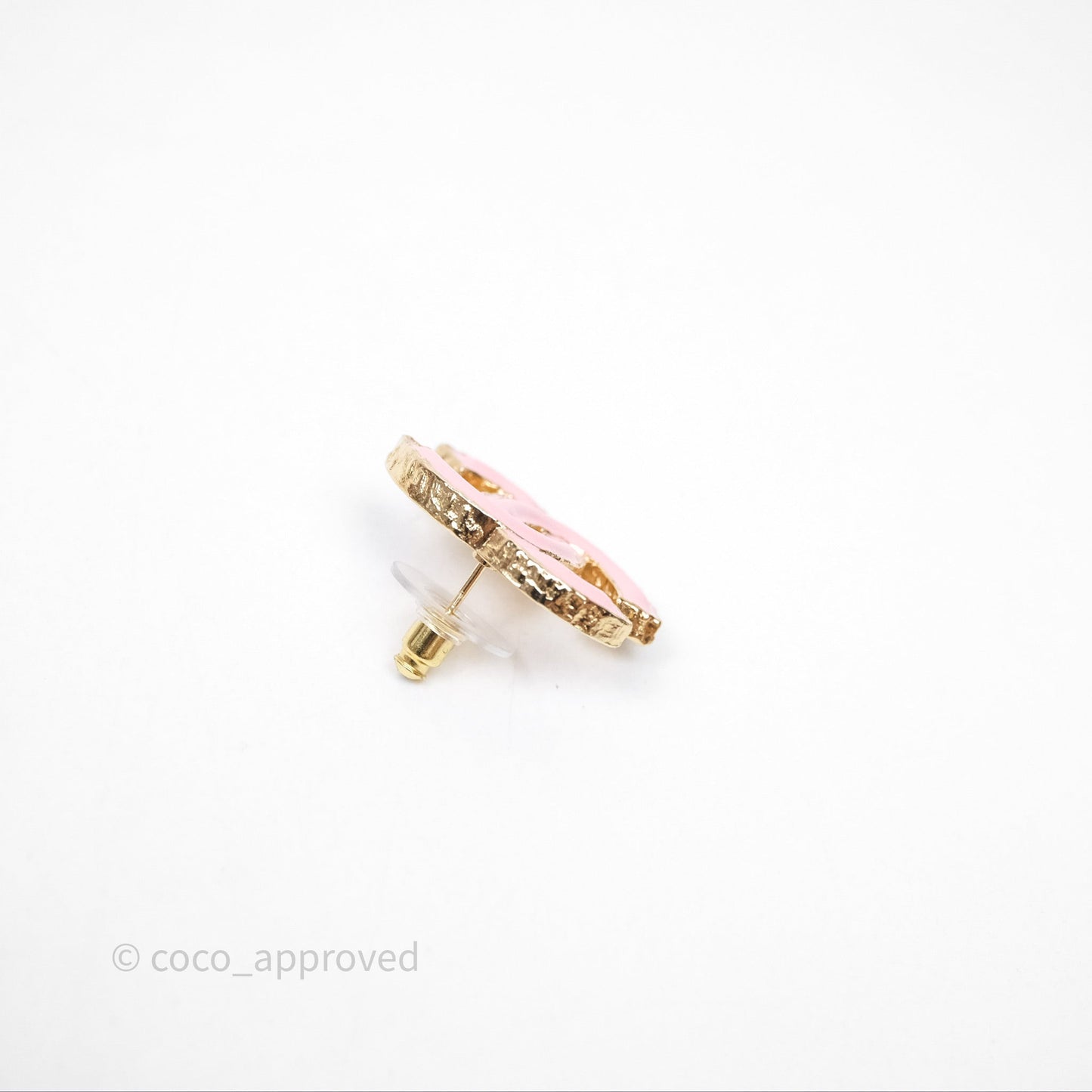 Chanel CC Pink Earrings Gold Tone 23K