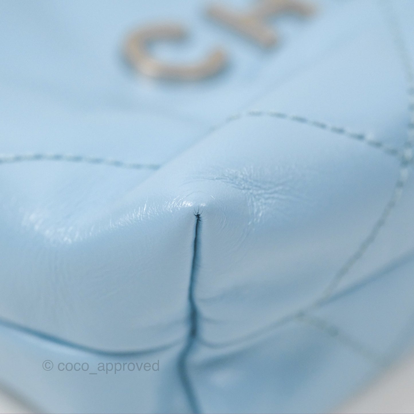 Chanel 22 Mini Bag Light Blue Shiny Crumpled Calfskin