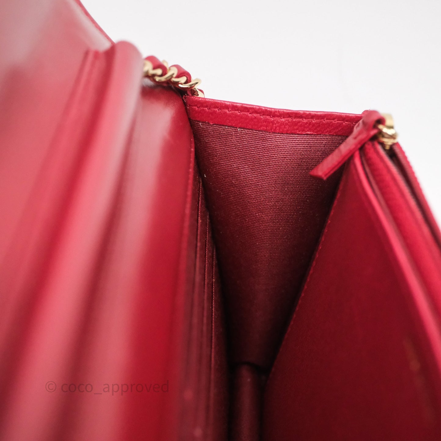 Chanel Wallet On Chain Red Calfskin Bag Gold hardware