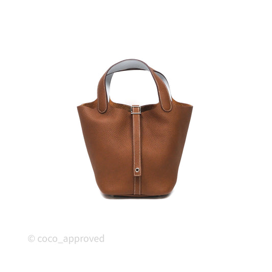 Hermes Picotin Lock 18 Gold 37/Bleu Brume T0 Clemence Palladium Hardware