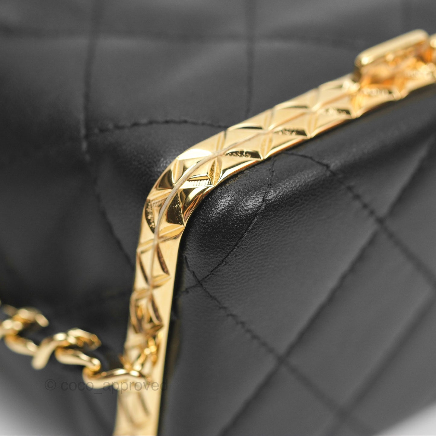 Chanel Small Bucket With Chain Black Lambskin Gold Hardware
