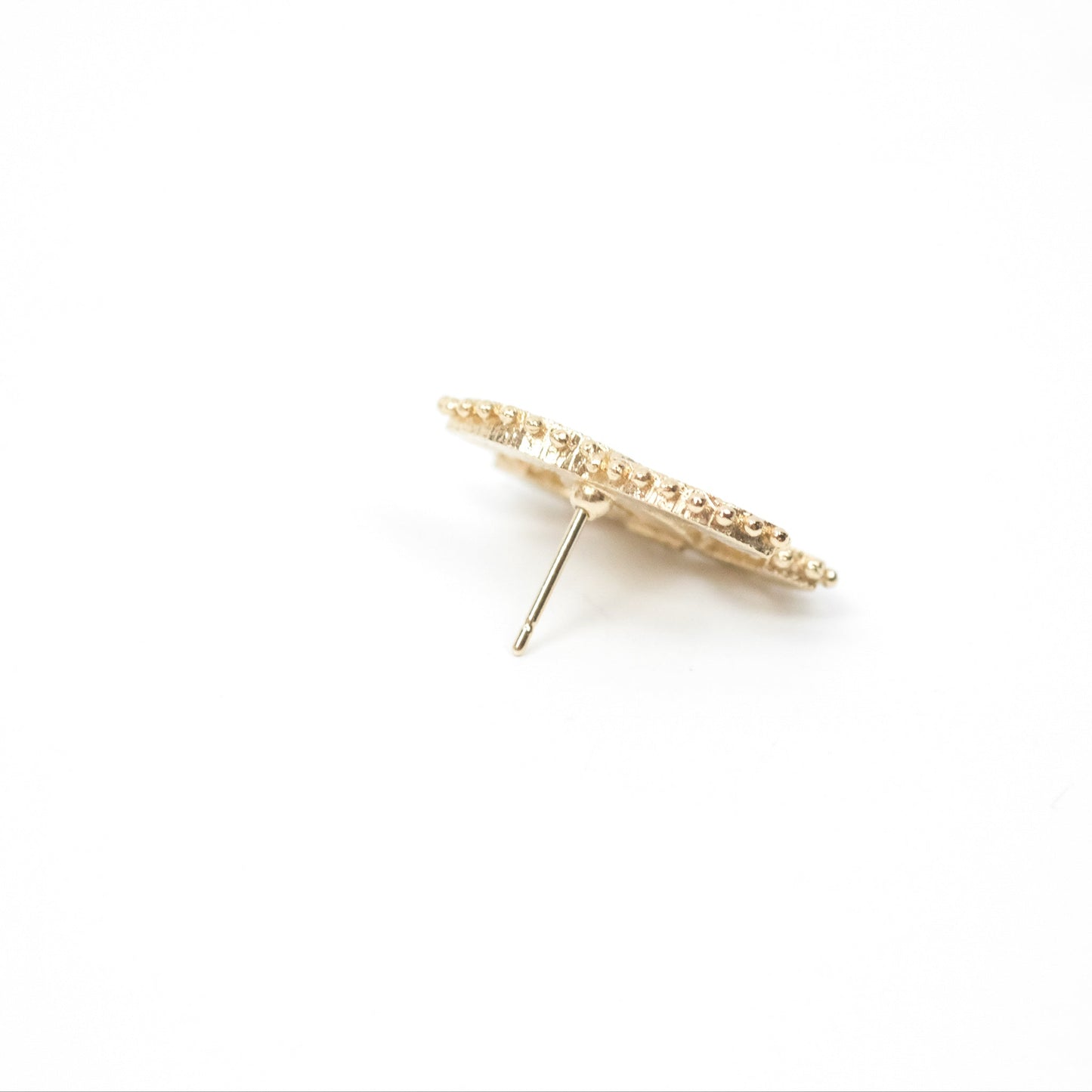Chanel CC Beige Earrings Gold Tone 23K