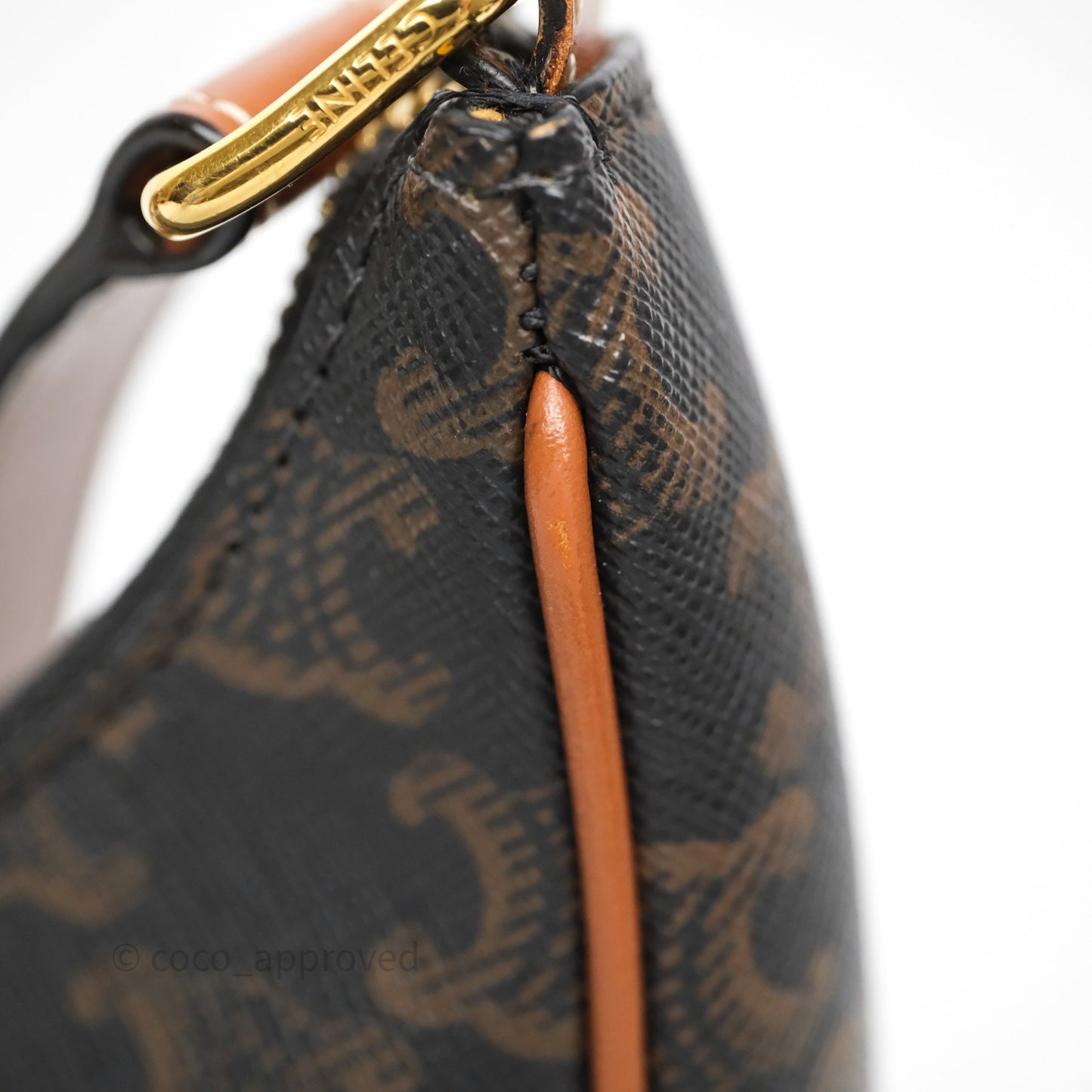 Celine Medium Ava Bag In Triomphe Canvas Calfskin Tan