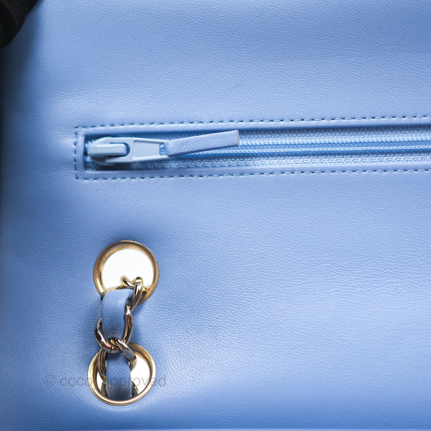 Chanel Small Classic Quilted Flap Sky Blue Lambskin Gold Hardware
