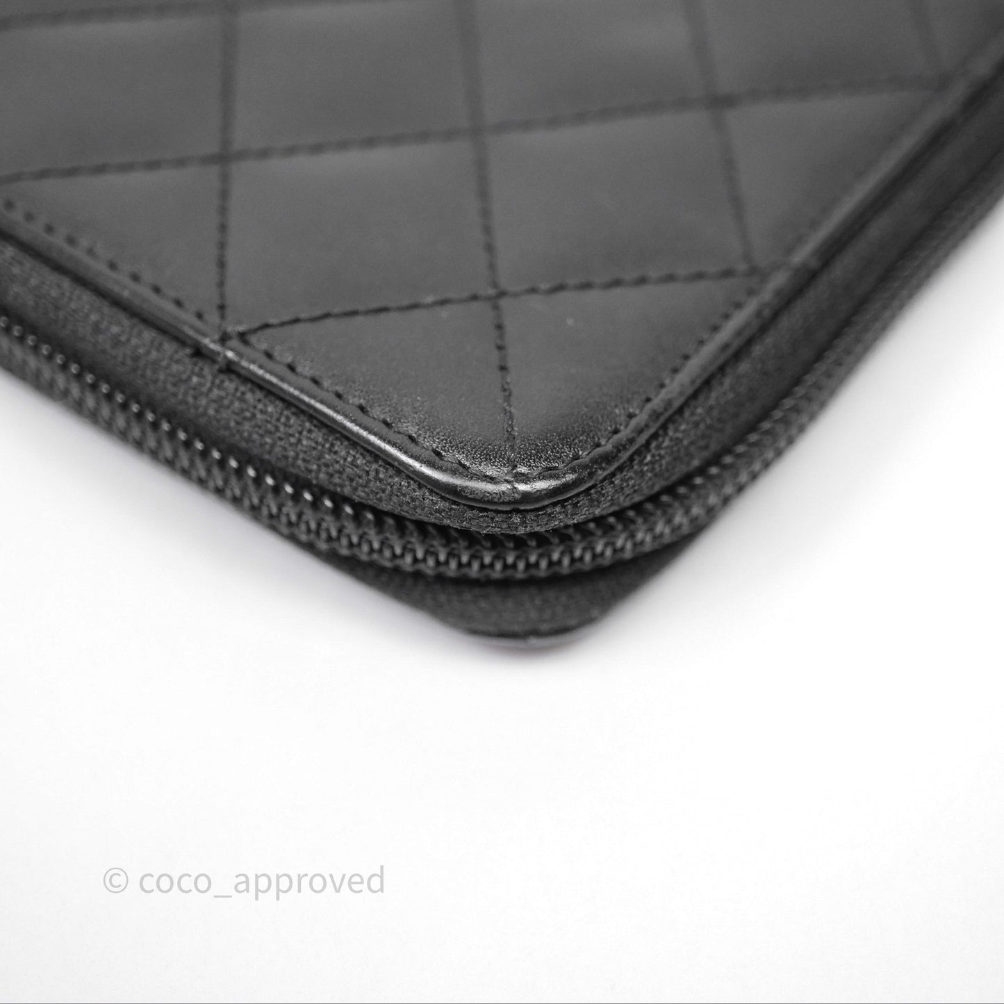 Chanel Quilted Cambon Yen Zip Long Wallet Black Calfskin Silver Hardware