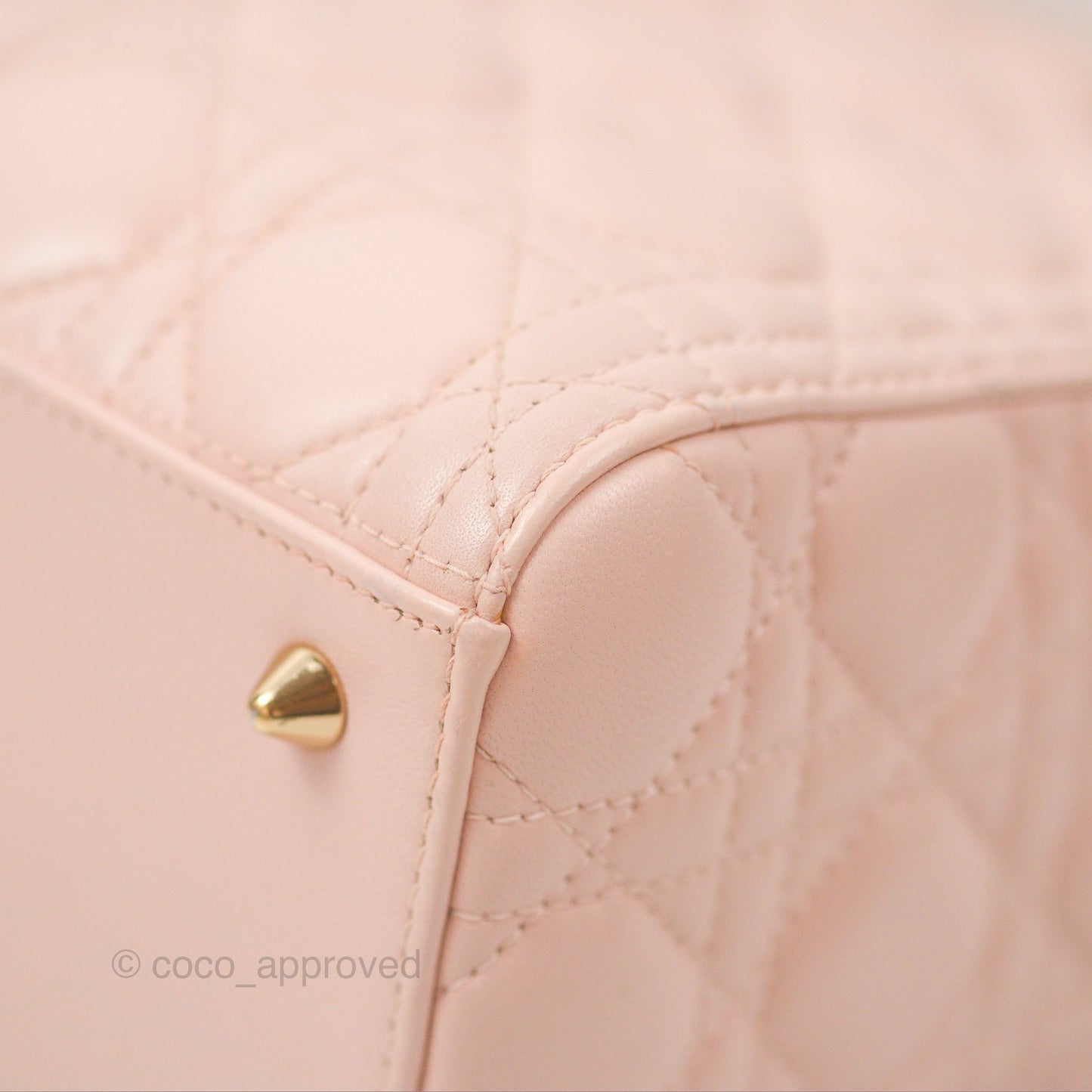 Christian Dior Medium Lady Dior Cannage Light Pink Lambskin Gold Hardware