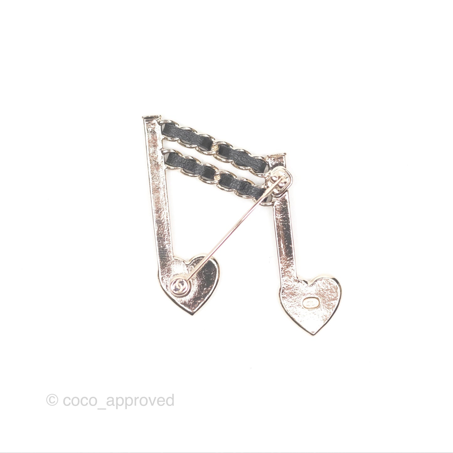 Chanel Heart Studded Street Style With Jewels Brooch Gold Tone 24A