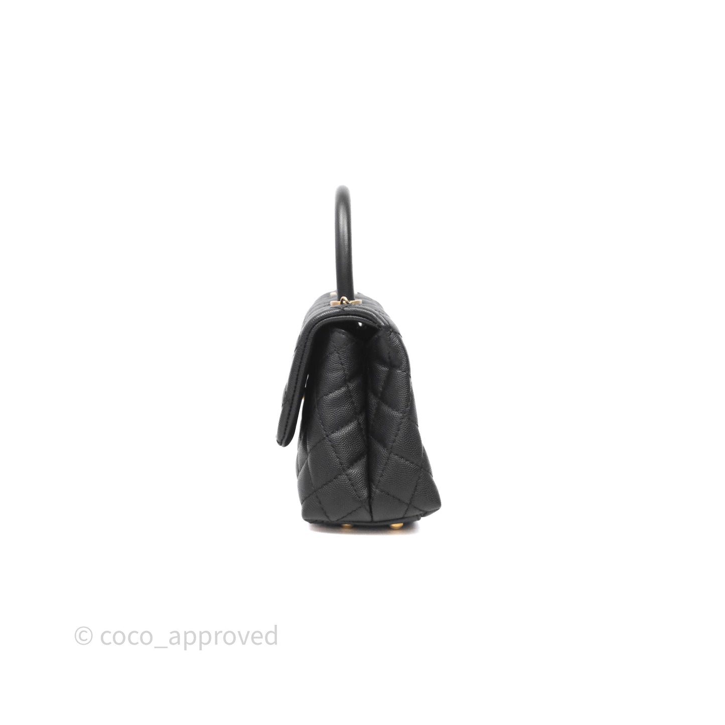 Chanel Small Quilted Coco Handle Black Caviar Aged Gold Hardware