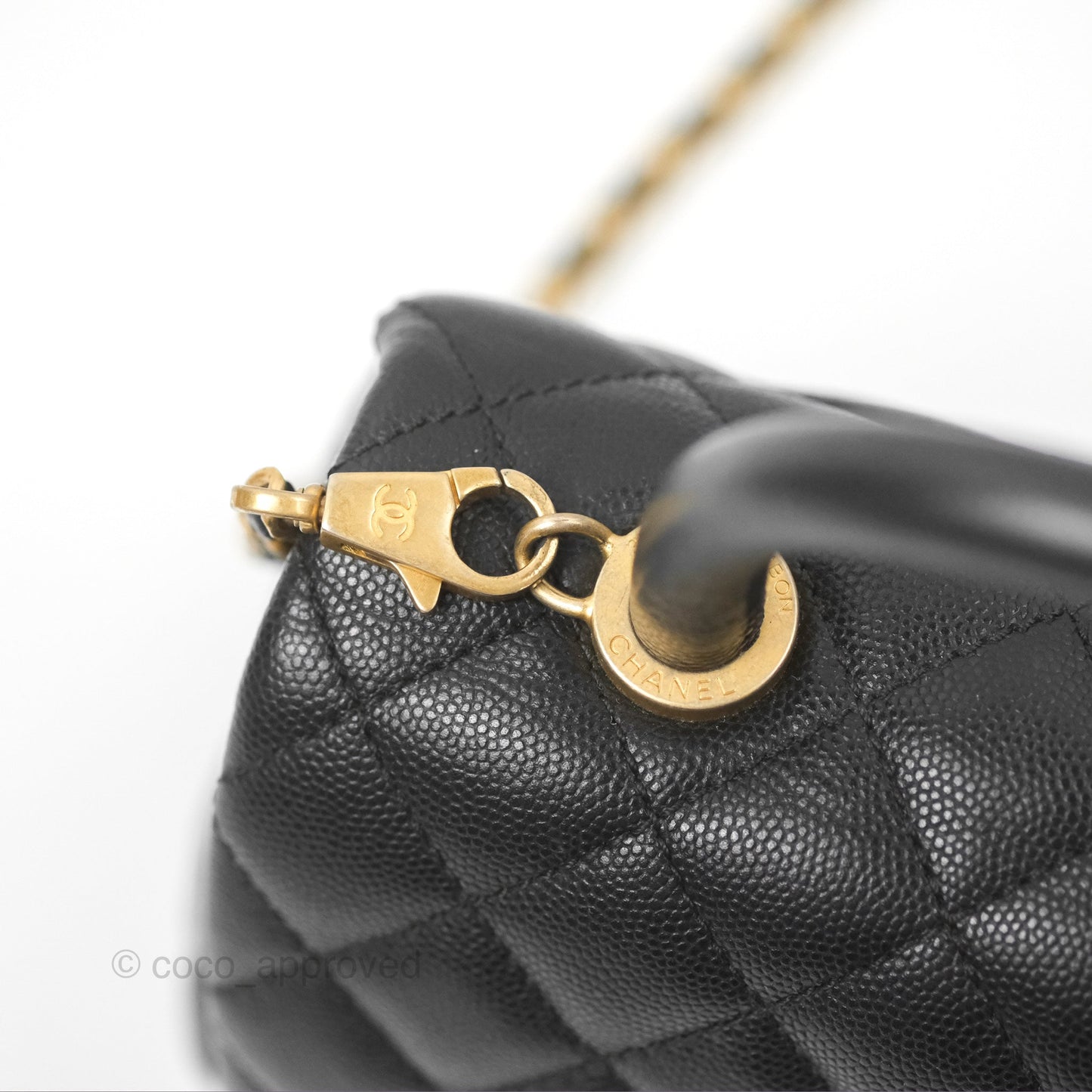 Chanel Small Coco Handle Quilted Black Caviar Gold Hardware