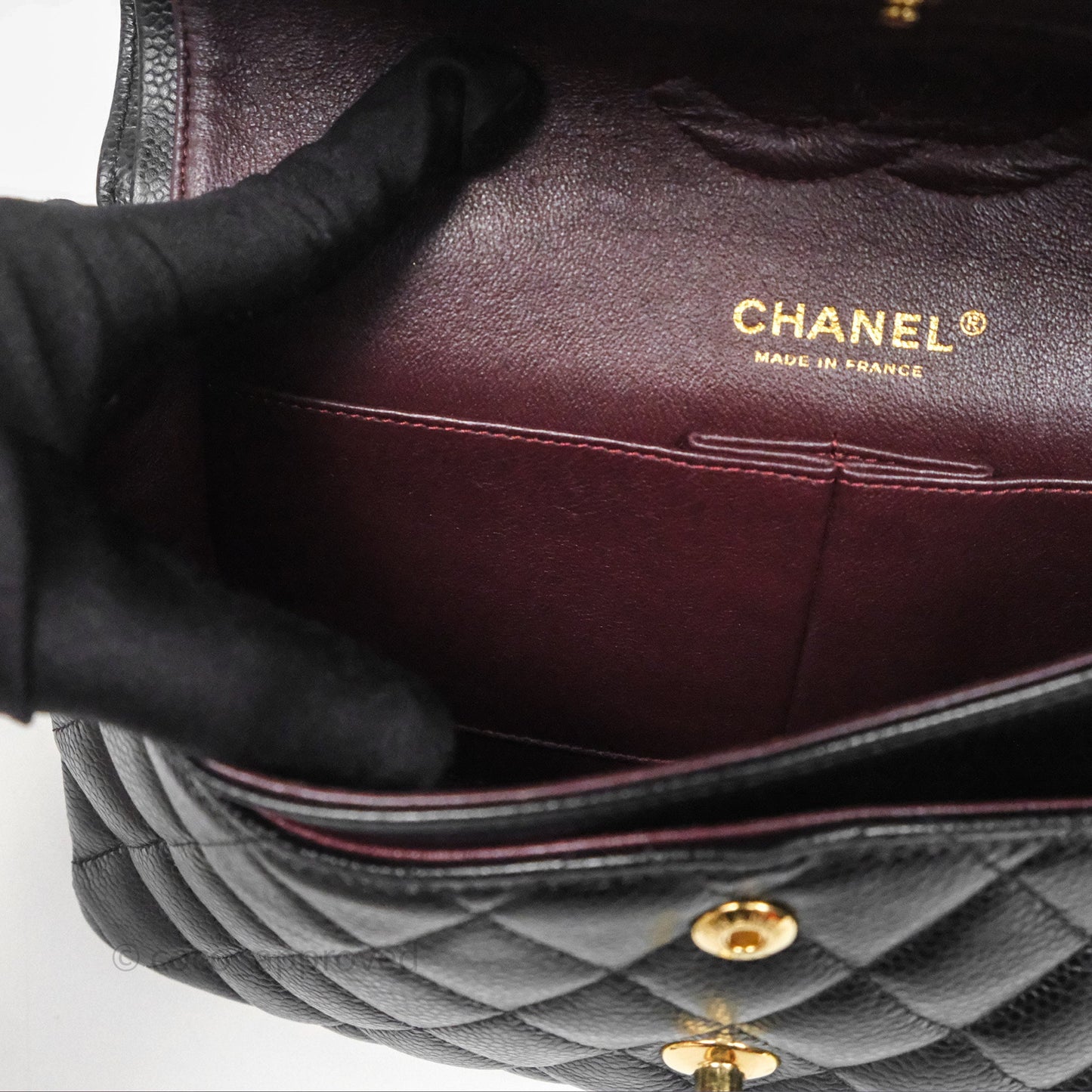 Chanel Classic M/L Medium Flap Quilted Black Caviar Gold Hardware