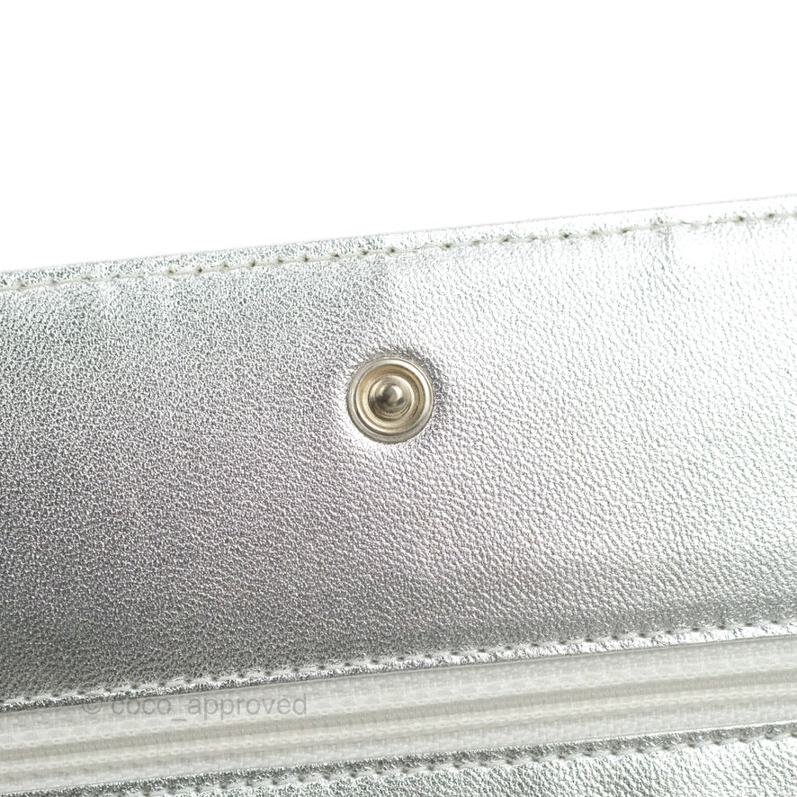 Chanel Vintage Wallet on Chain Silver Ice Cube Fabric