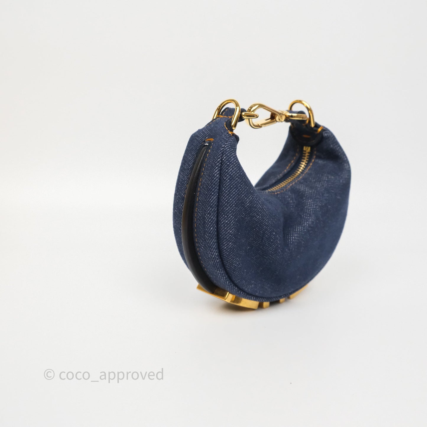 Fendi Nano Fendigraphy Hobo Charm Blue Denim
