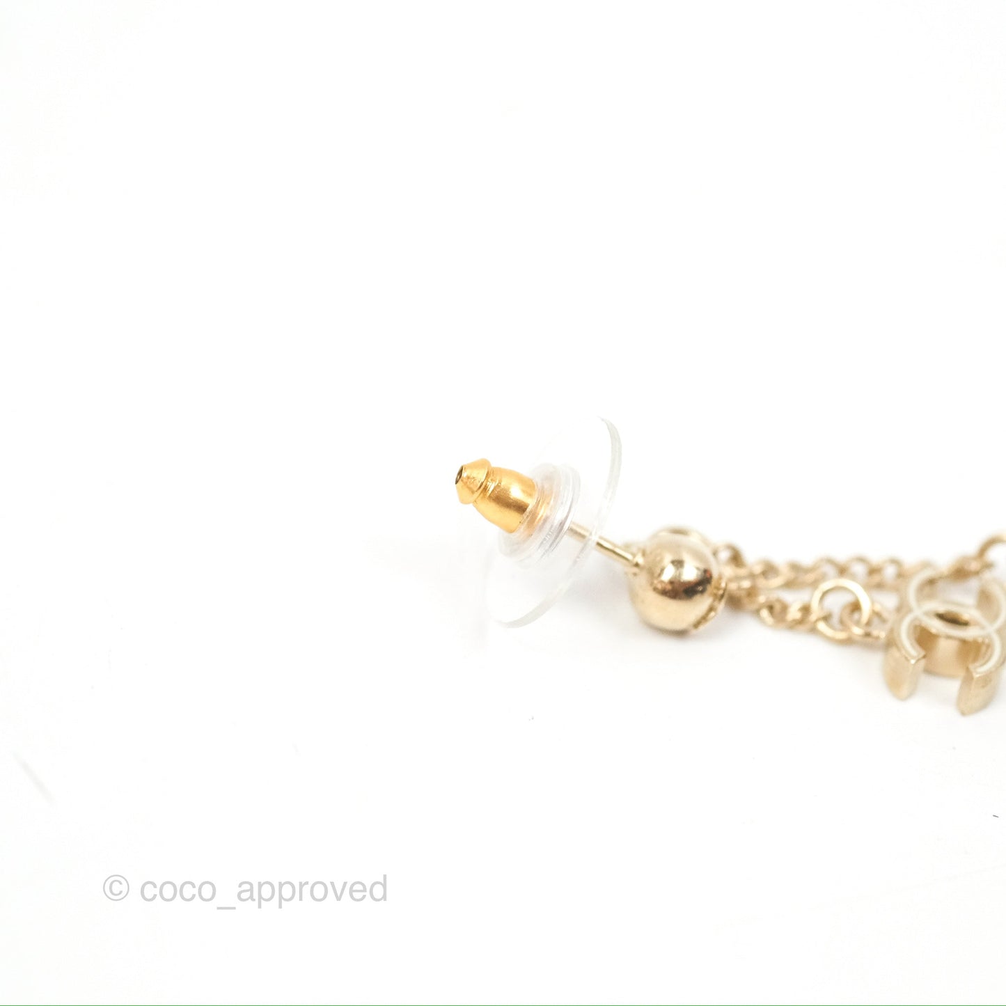 Chanel CC Flower Drop Earrings Gold Tone 13C