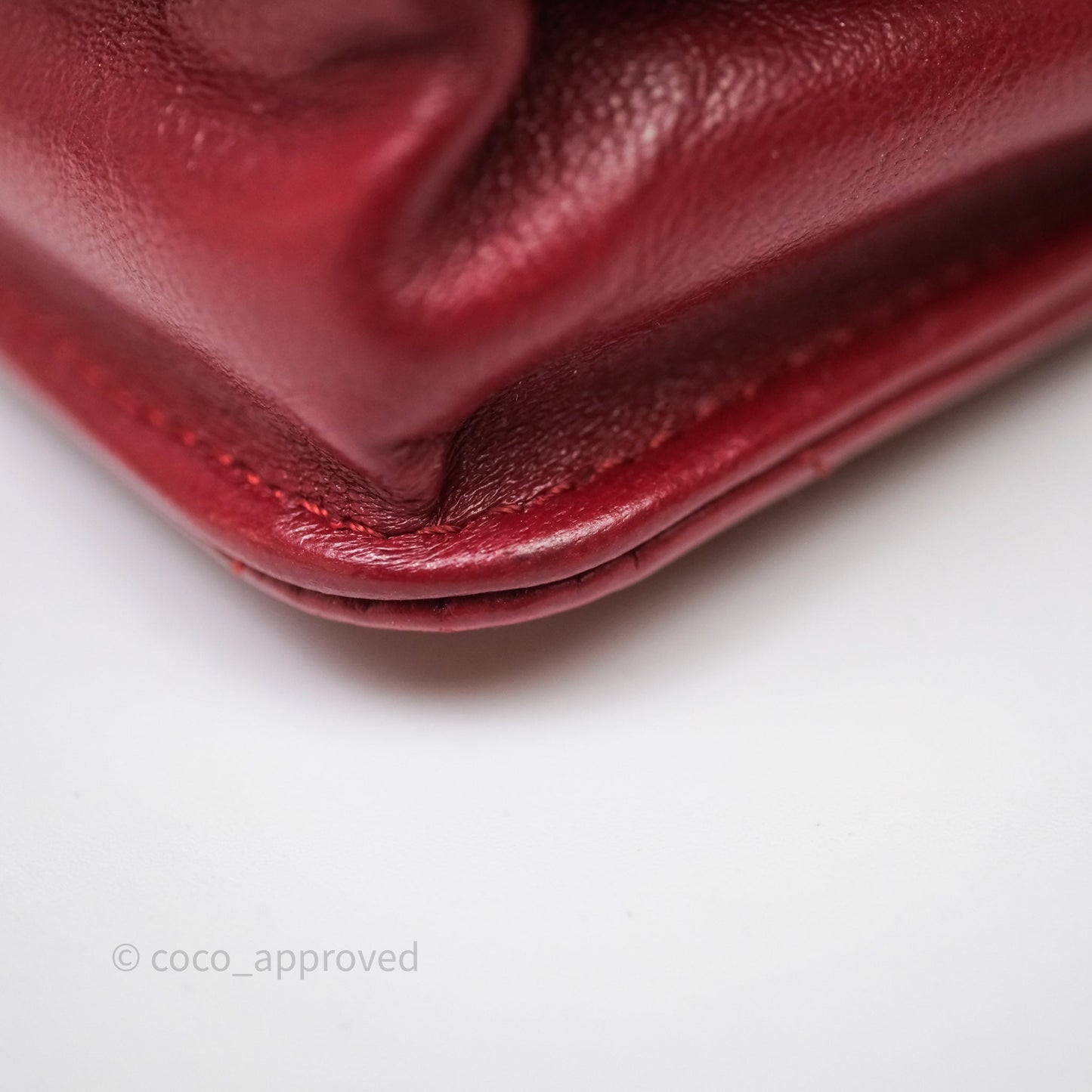 Chanel Quilted Wallet on Chain WOC Red Lambskin Silver Hardware