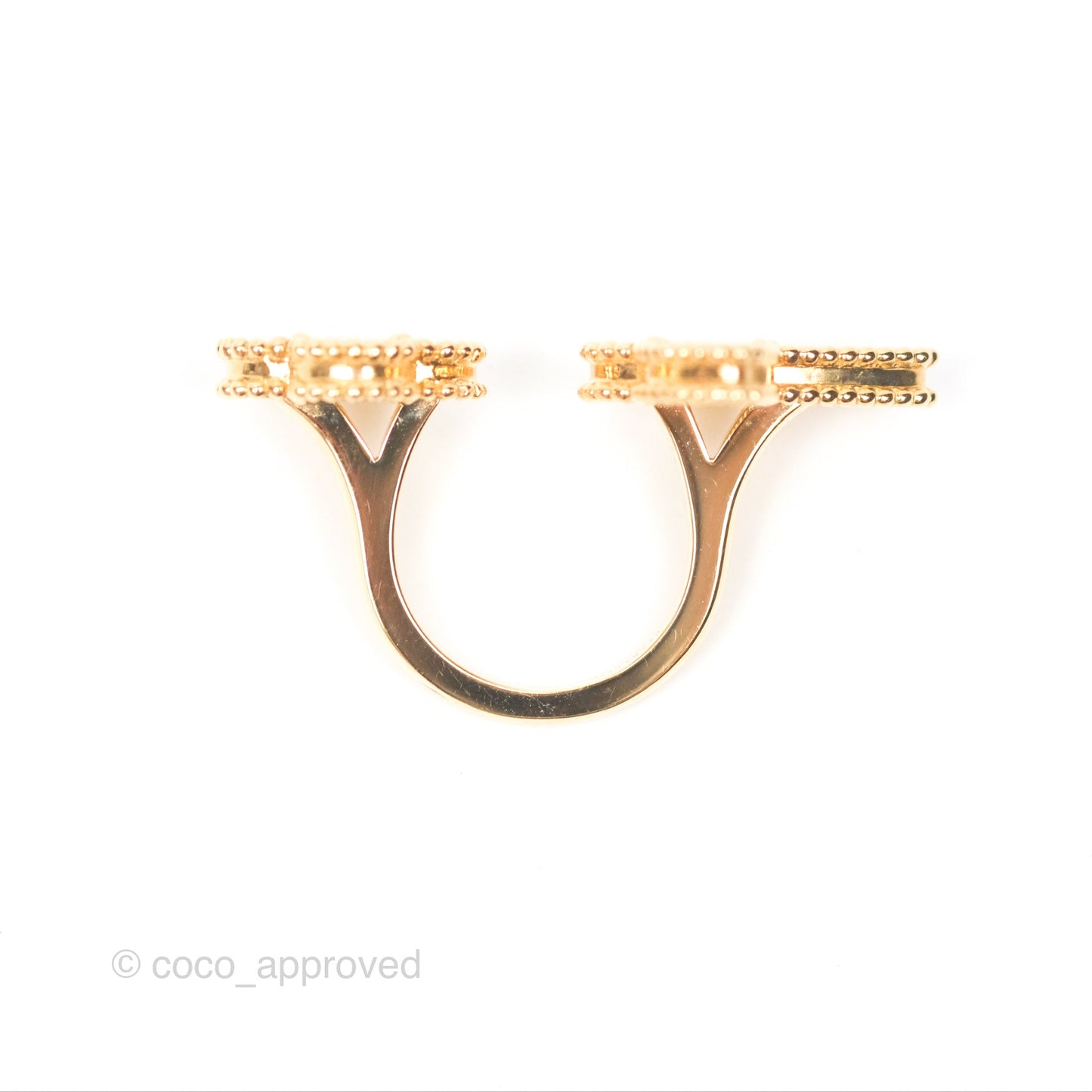 Van Cleef & Arpels Lucky Alhambra Between the Finger Ring White Mother-of-pearl Yellow Gold