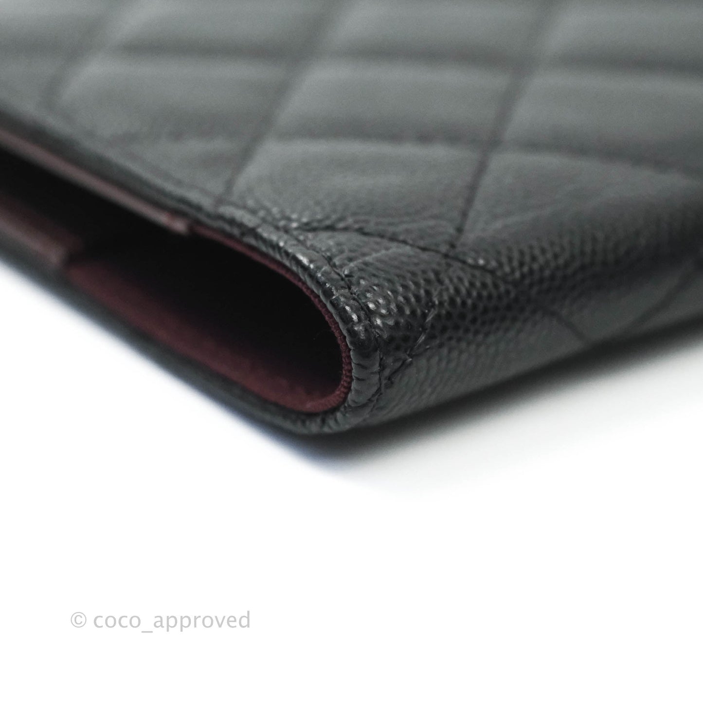 Chanel Classic Quilted Caviar Black Passport Holder Gold Hardware