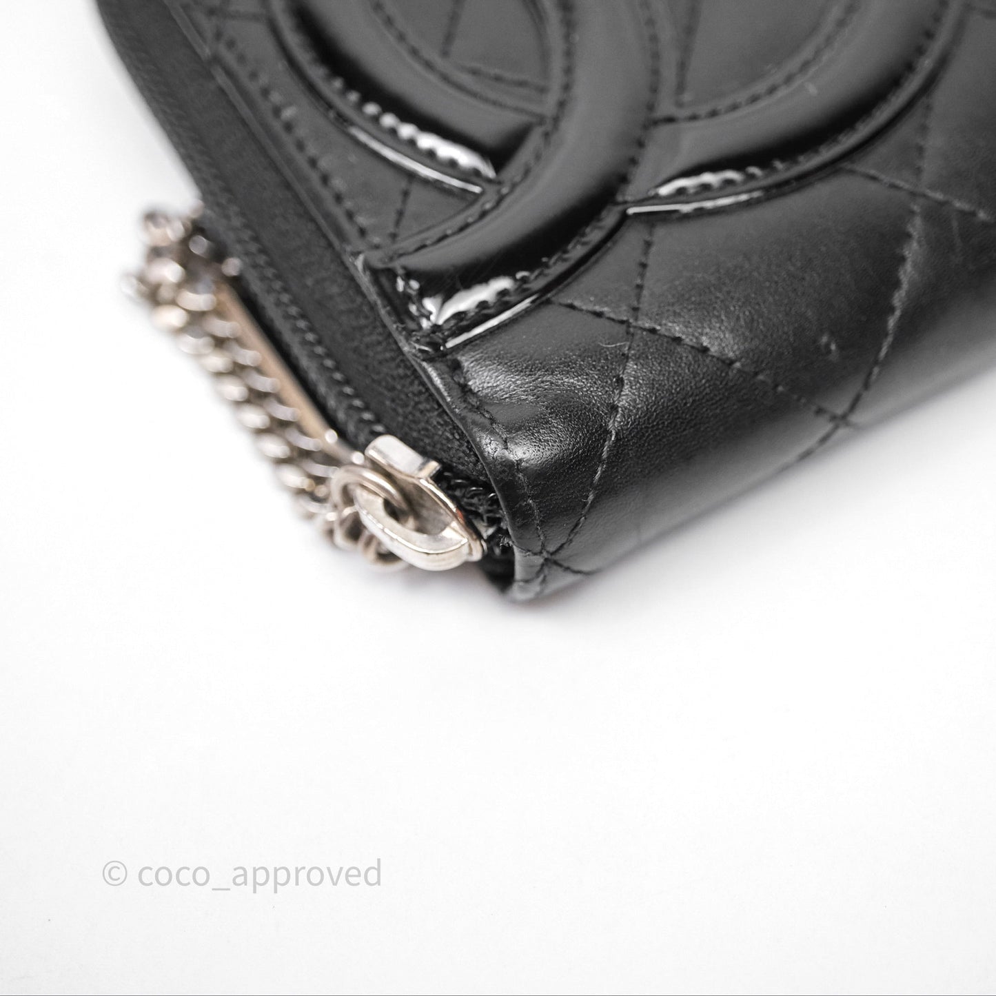 Chanel Quilted Cambon Yen Zip Long Wallet Black Calfskin Silver Hardware