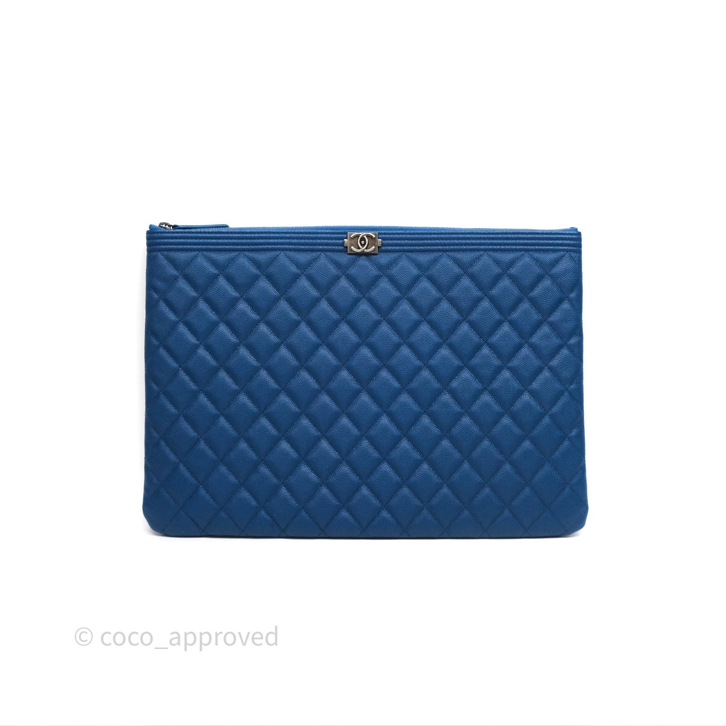 Chanel Large O Case Boy Blue Caviar Ruthenium Hardware