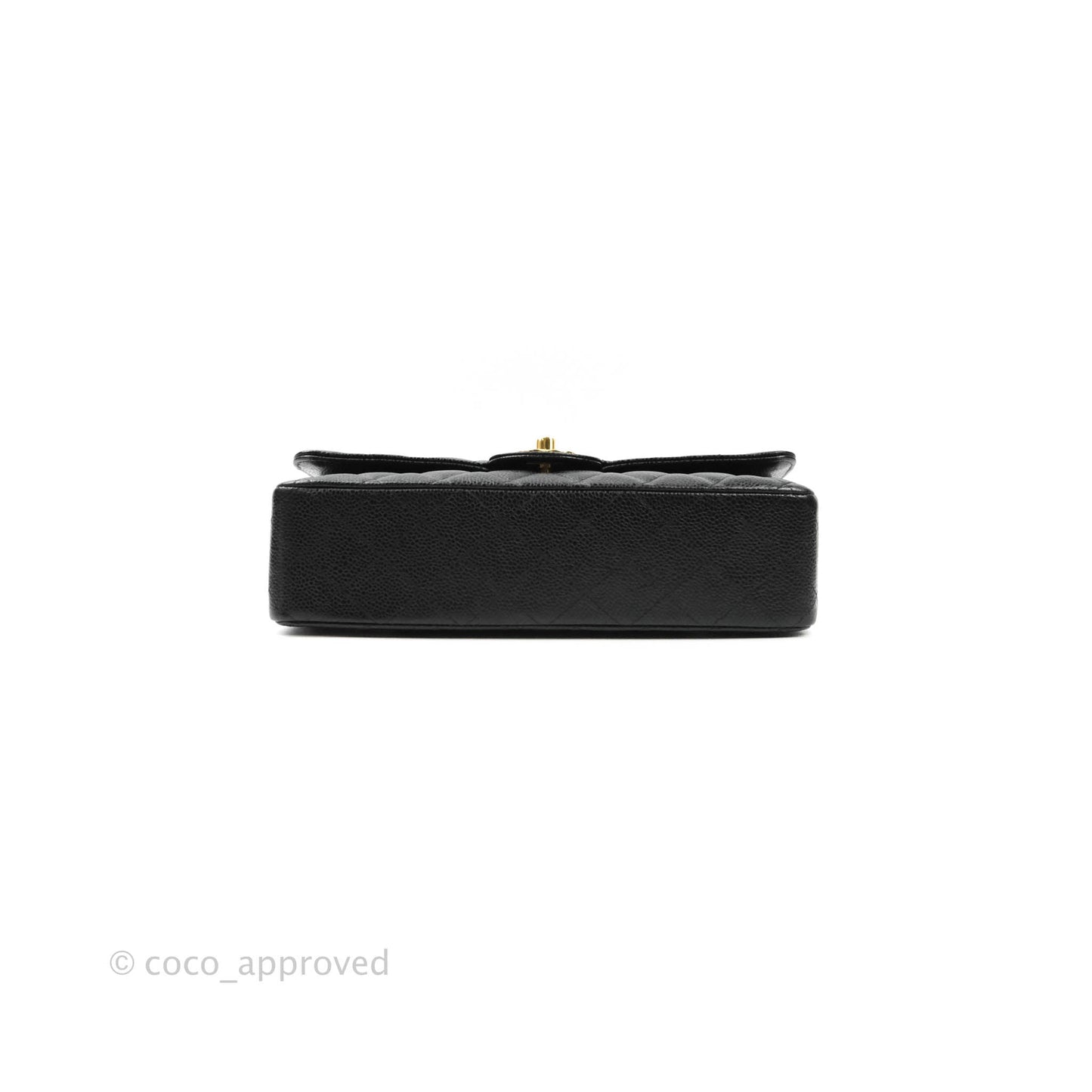 Chanel Quilted M/L Medium Double Flap Black Caviar Gold Hardware