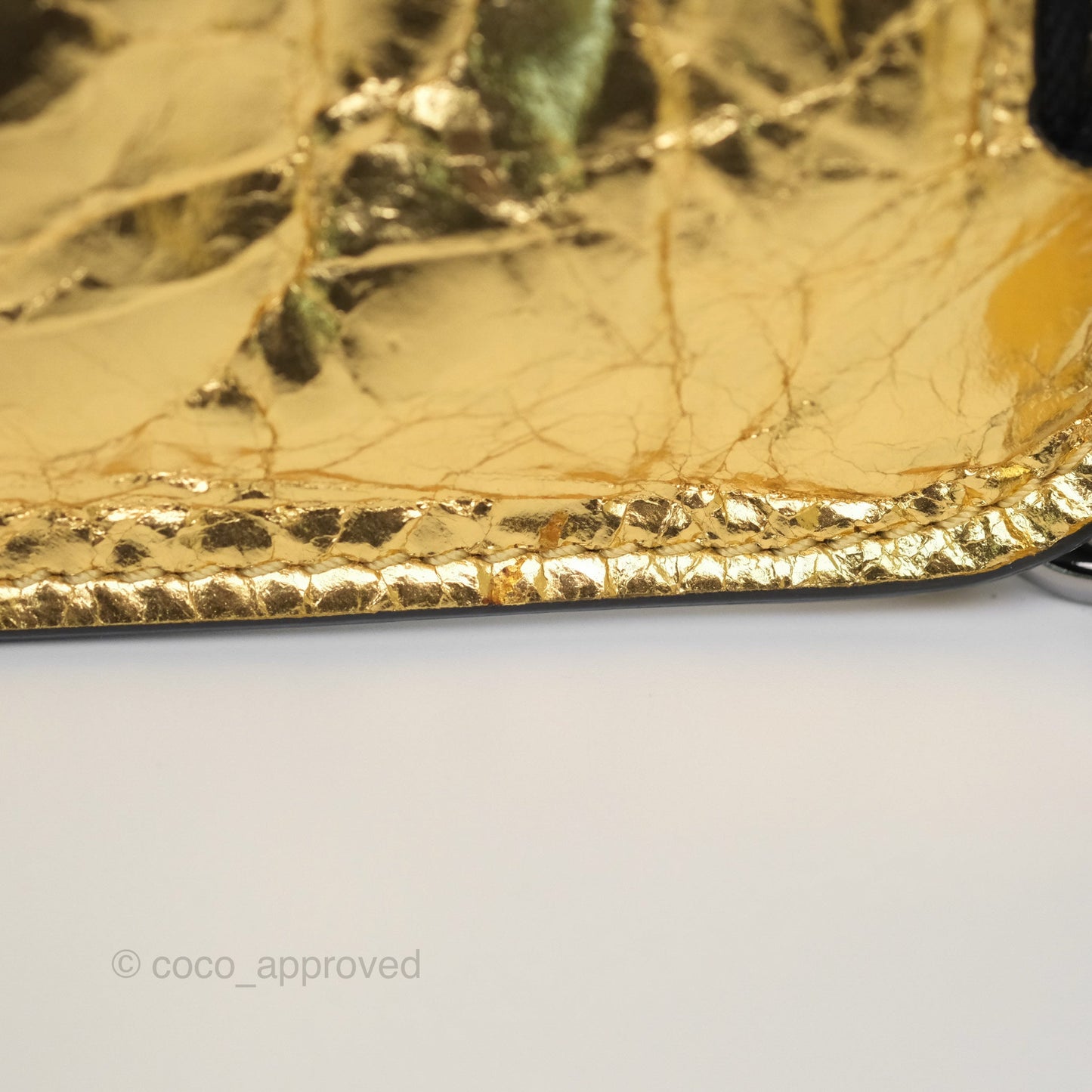 Chanel Large Feministe Maize Feminine Pouch Clutch Metallic Gold Crumpled Lambskin