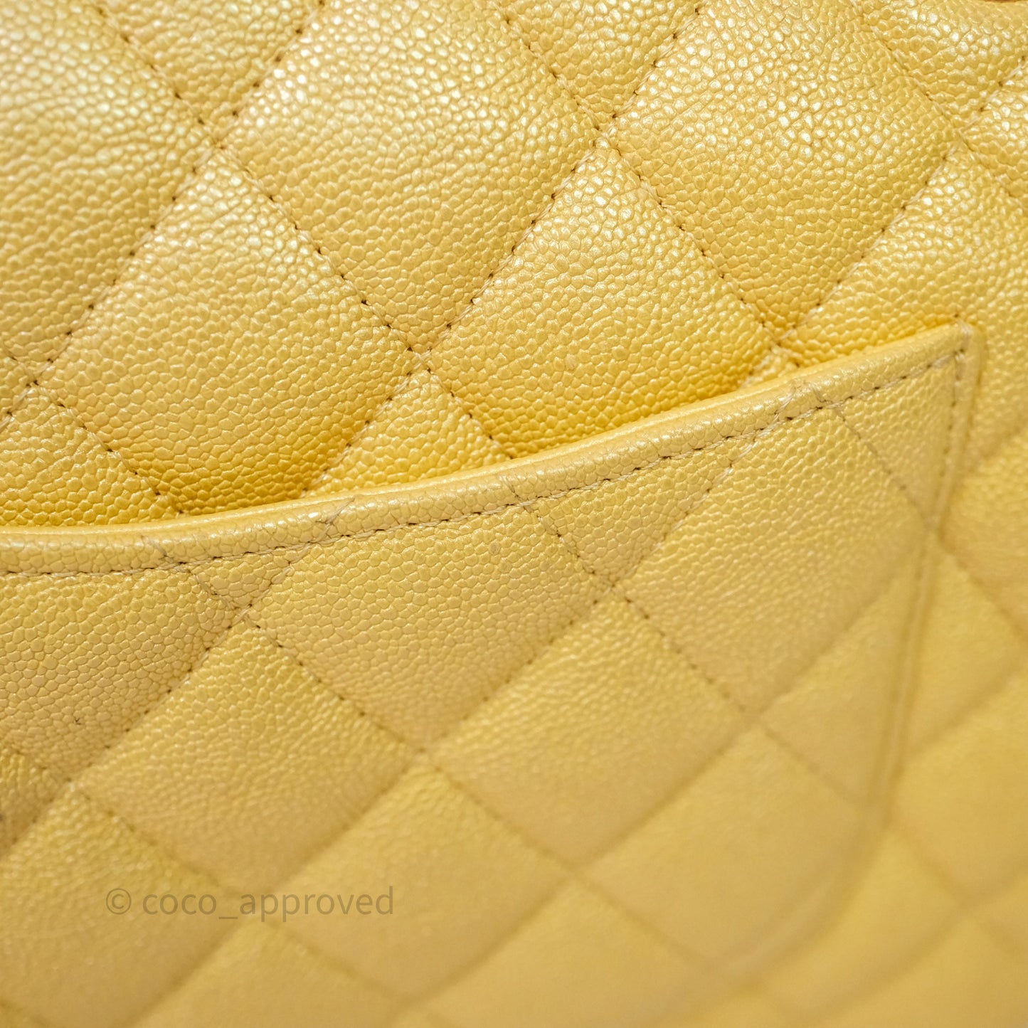 Chanel Small Classic Quilted Flap Iridescent Yellow Caviar Gold Hardware