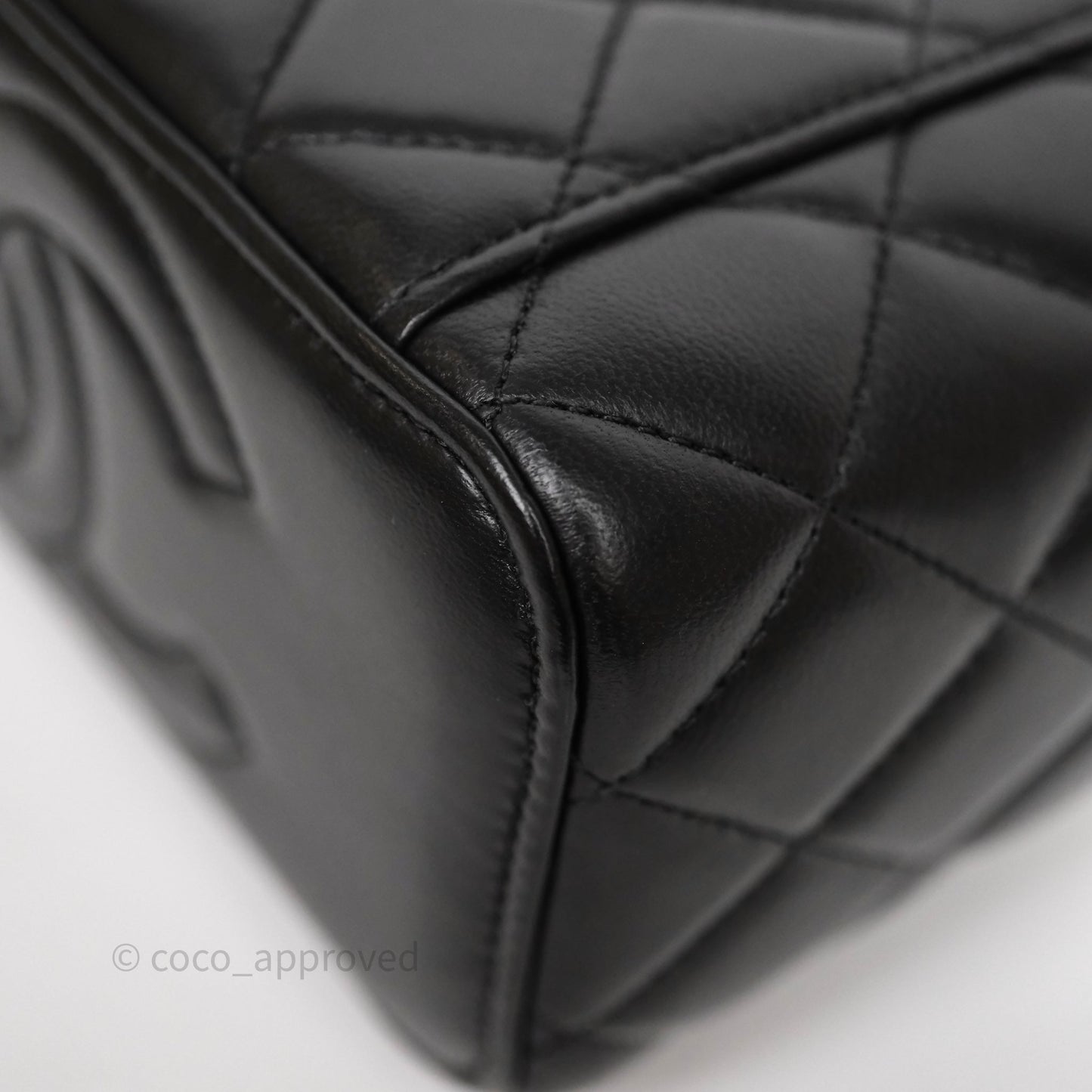 Chanel Top Handle Vanity Rectangular Black Lambskin Aged Gold Hardware