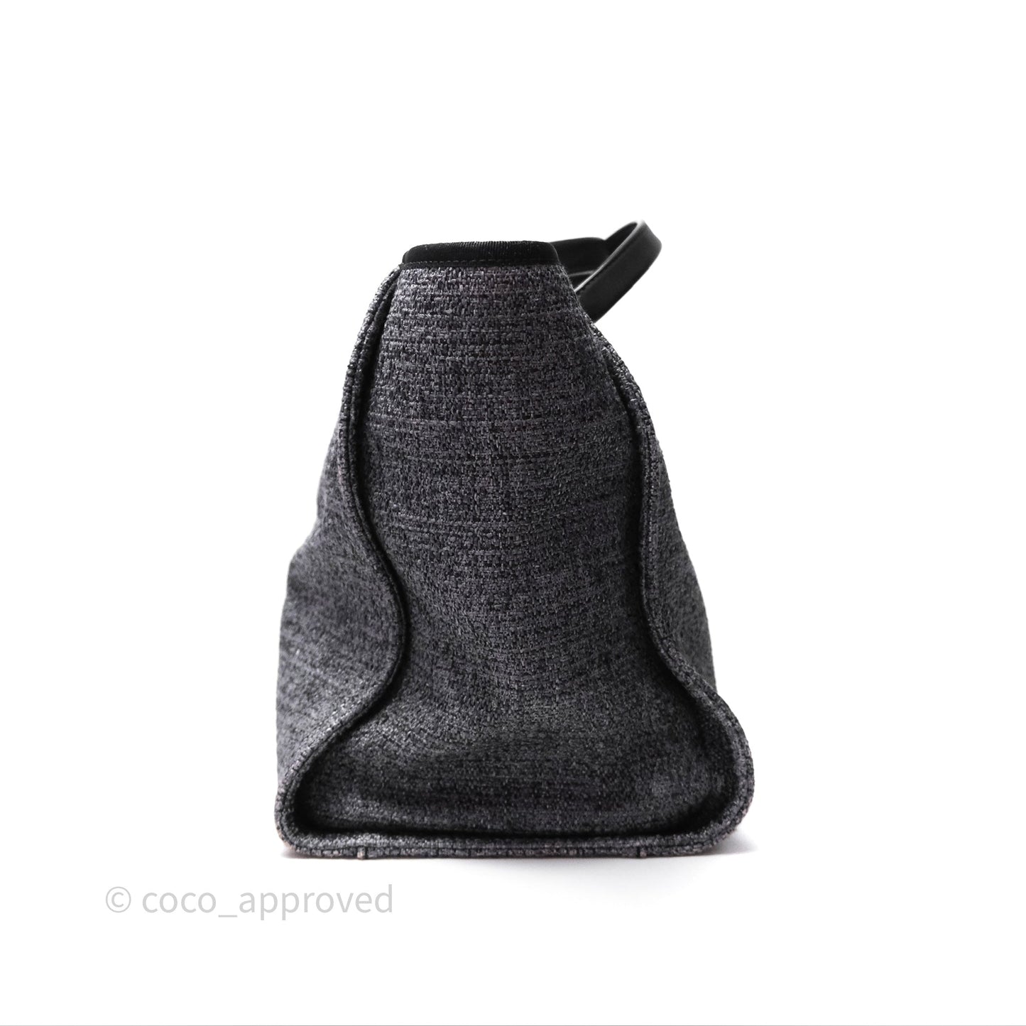 Chanel Large Deauville Glitter Black Grey Raffia Gold Hardware