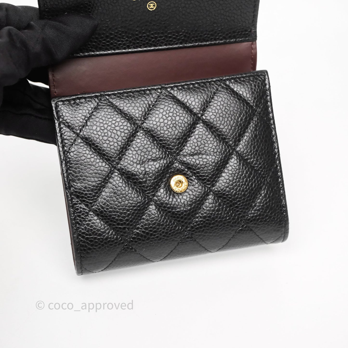 Chanel Classic Short Flap Wallet Black Caviar Gold Hardware