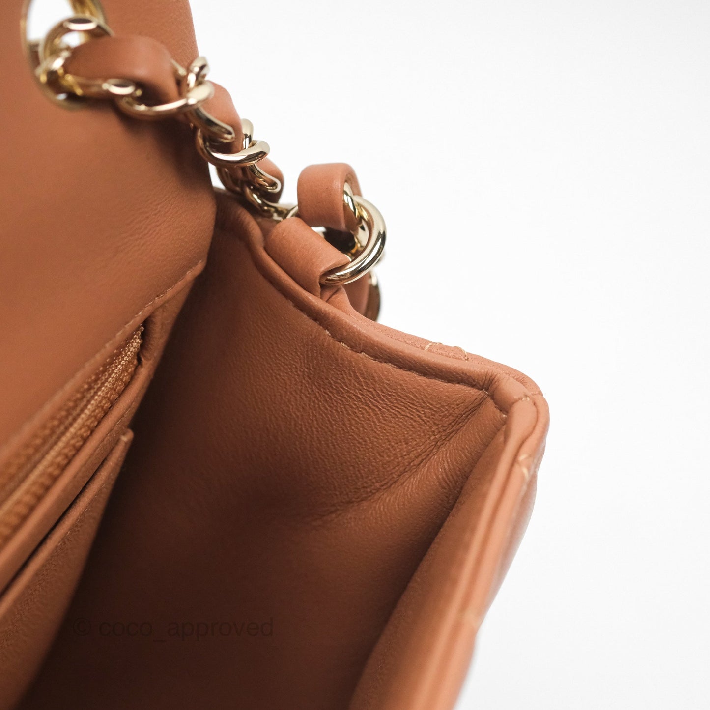 Chanel Quilted Mini Rectangular Flap Caramel Lambskin Gold Hardware