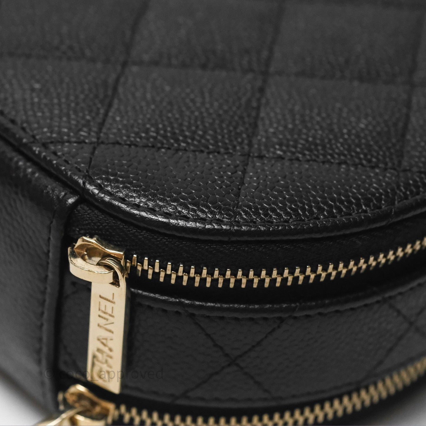 Chanel Mini Round Vanity Bag Handle With Care Black Caviar 22C