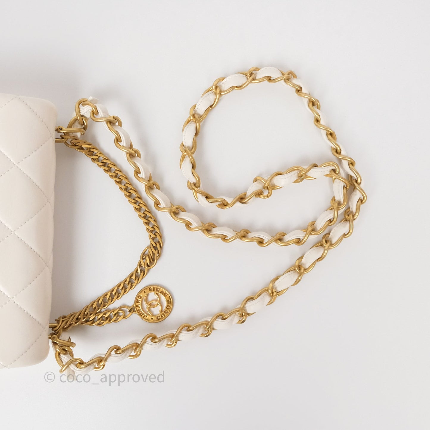 Chanel Small Fancy Jewel Flap White Shiny Lambskin Aged Gold Hardware 23S