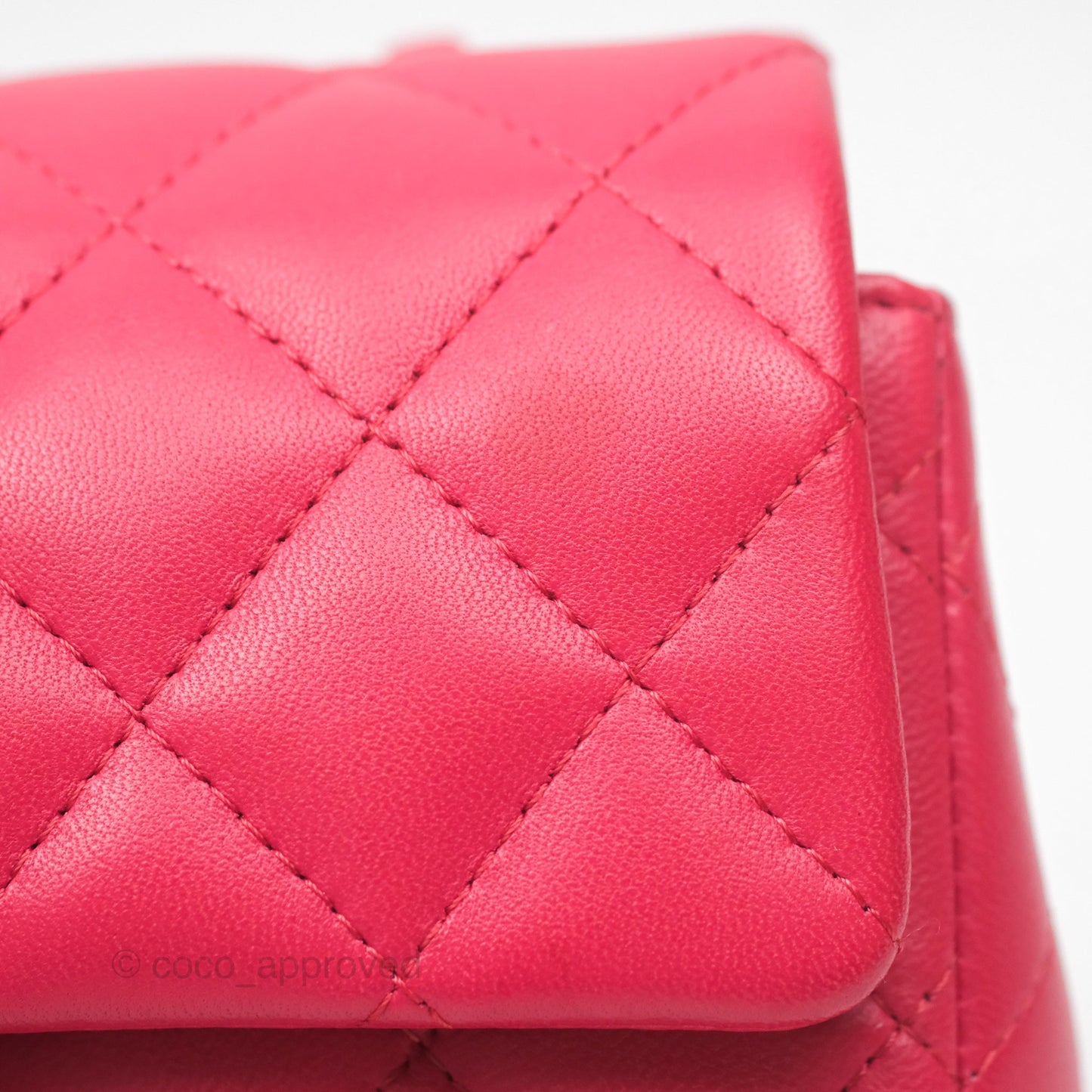 Chanel Quilted Mini Rectangular Flap Berry Red Lambskin Gold Hardware