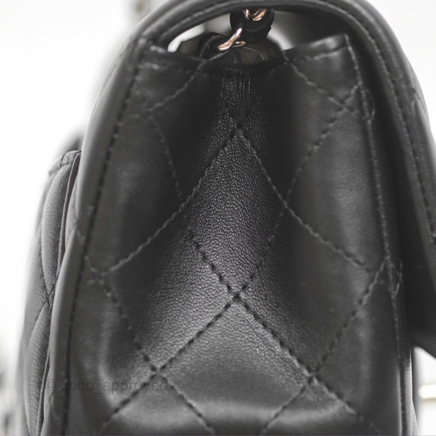 Chanel Mini Square Flap Quilted Black Lambskin Silver Hardware
