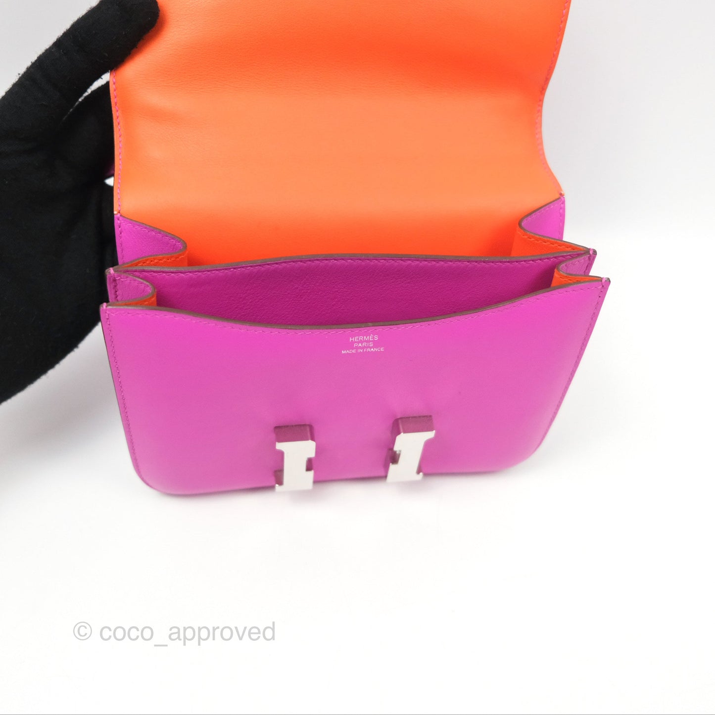 Hermès Constance Mini 18 Swift Magnolia/Orange Palladium Hardware