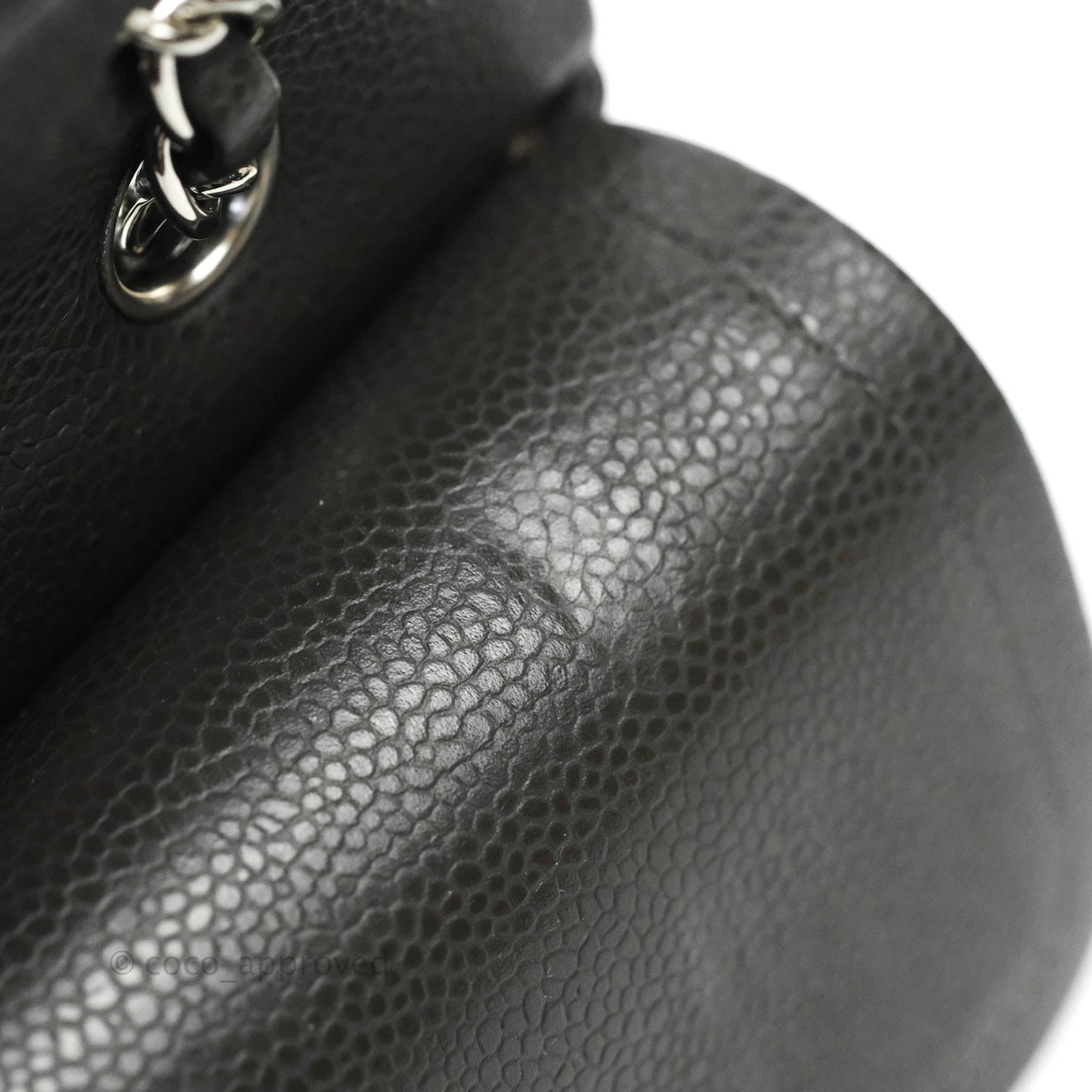 Chanel Quilted M/L Medium Double Flap Dark Grey Caviar Silver Hardware