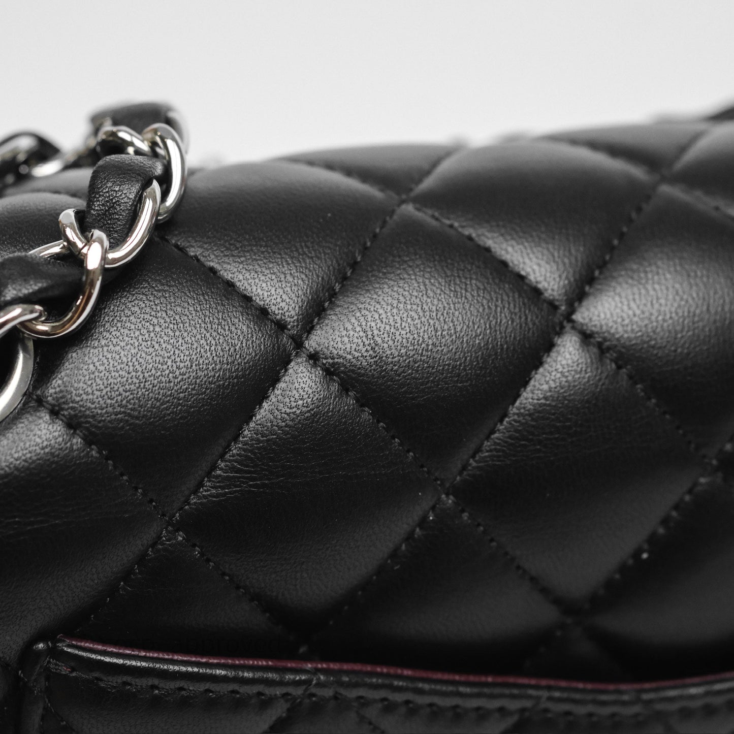 Chanel Classic M/L Medium Flap Quilted Black Lambskin Silver Hardware