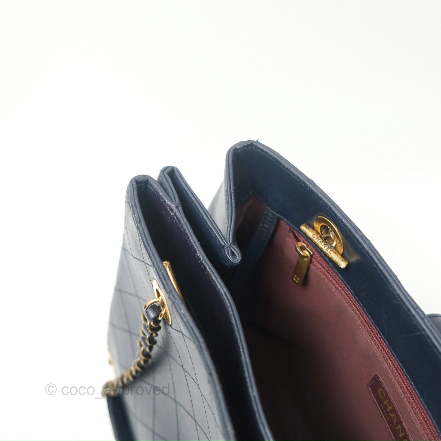 Chanel Medium Around The Corner Shopping Tote Navy Lambskin