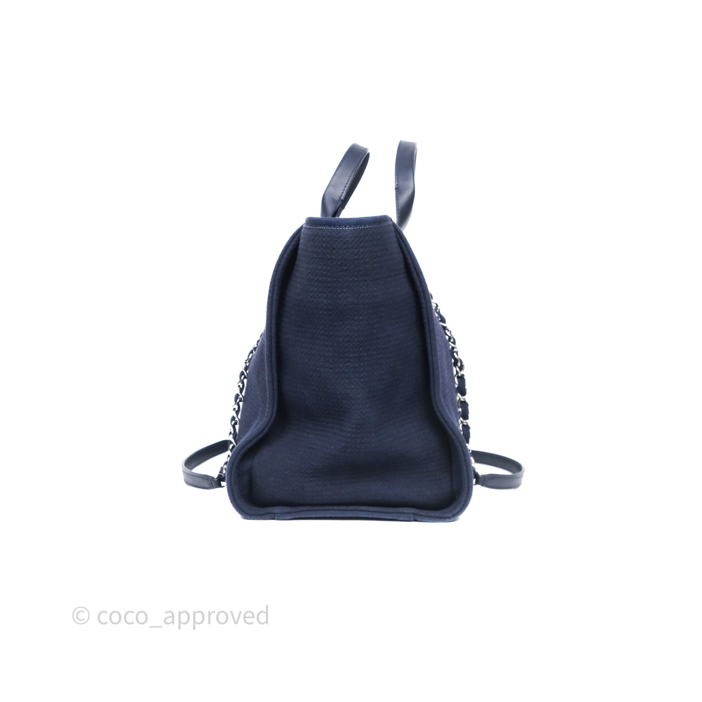 Chanel Large Deauville Navy Canvas Silver Hardware