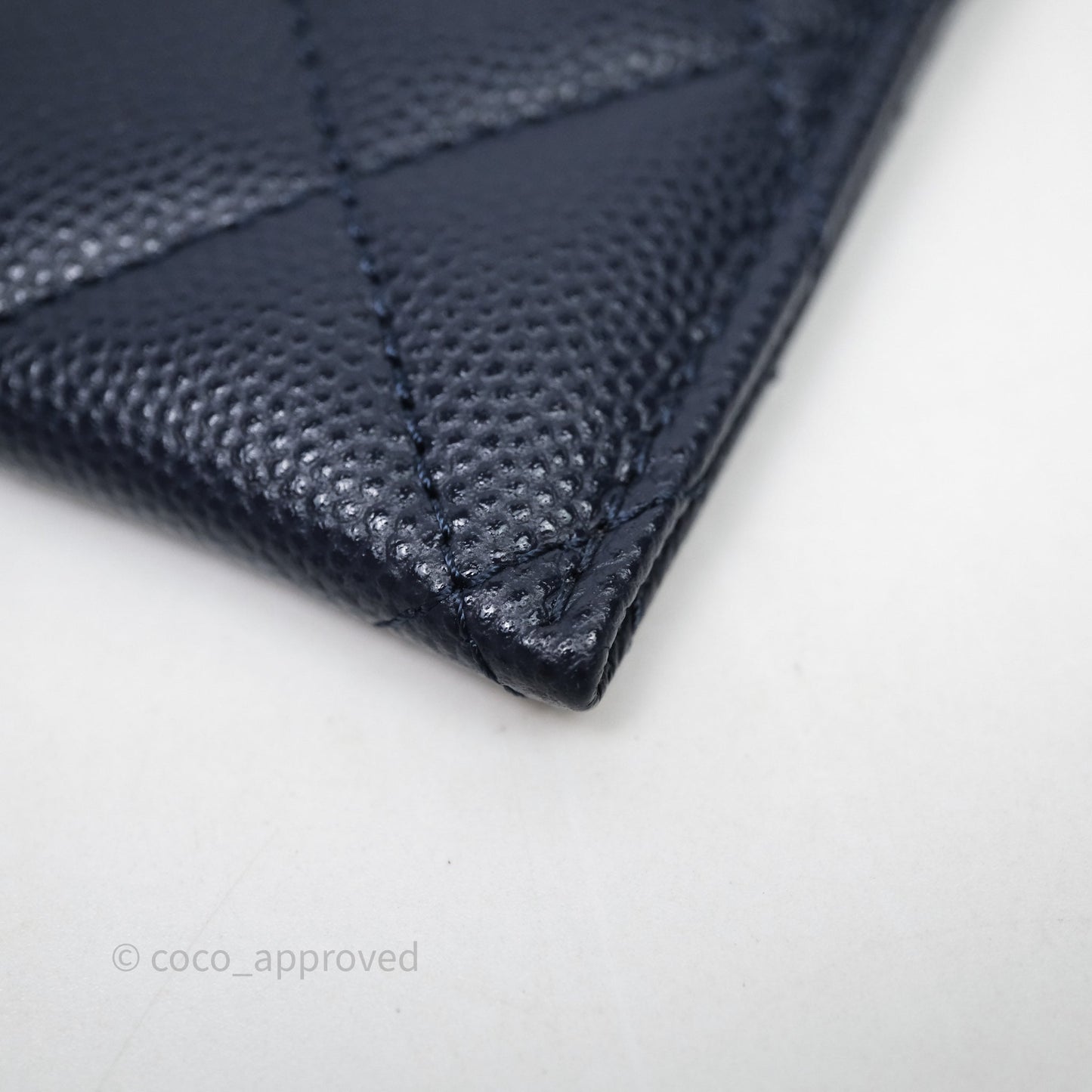 Chanel Classic Flat Card Holder Navy Caviar Gold Hardware