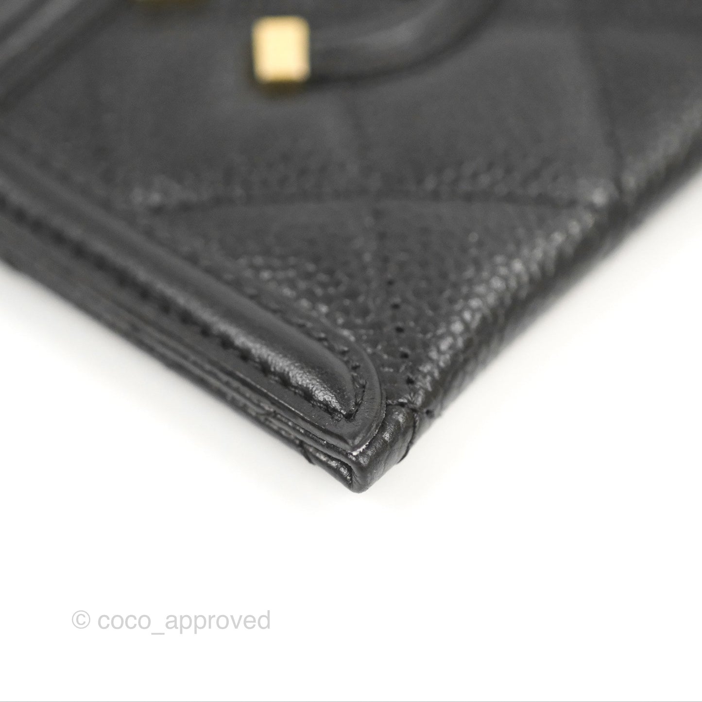 Chanel Filigree CC Flat Card Holder Black Caviar Gold Hardware