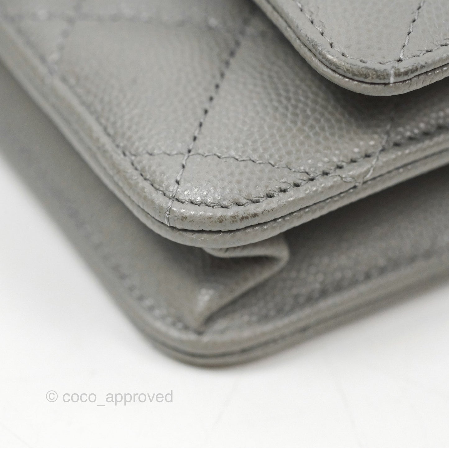 Chanel Quilted Classic Wallet On Chain WOC Grey Caviar Gold Hardware