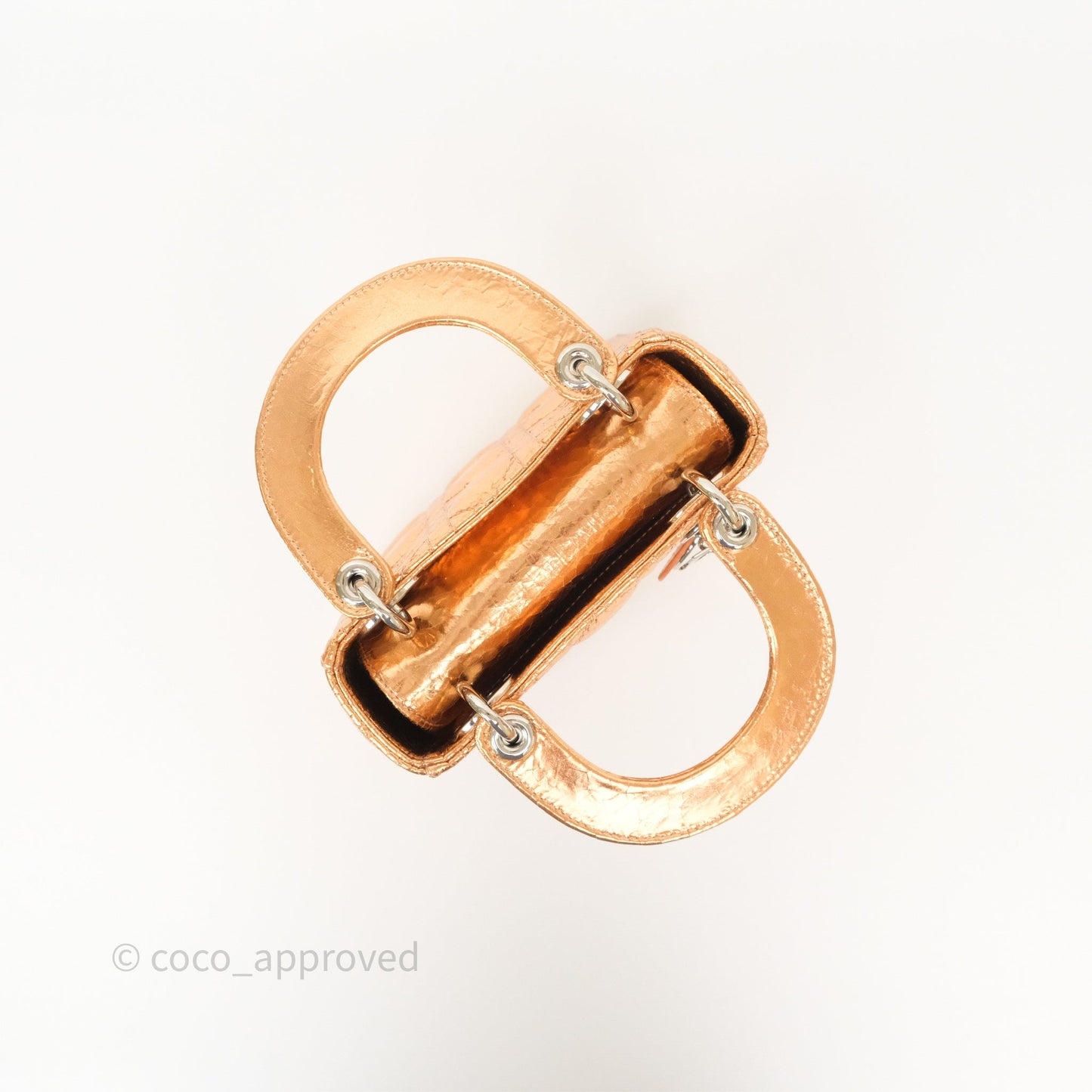 Christian Dior Mini Lady Dior Metallic Copper Cannage Silver Hardware